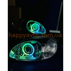 Фары тюнинг DAEWOO LANOS с линзами и RGB ангельскими глазками